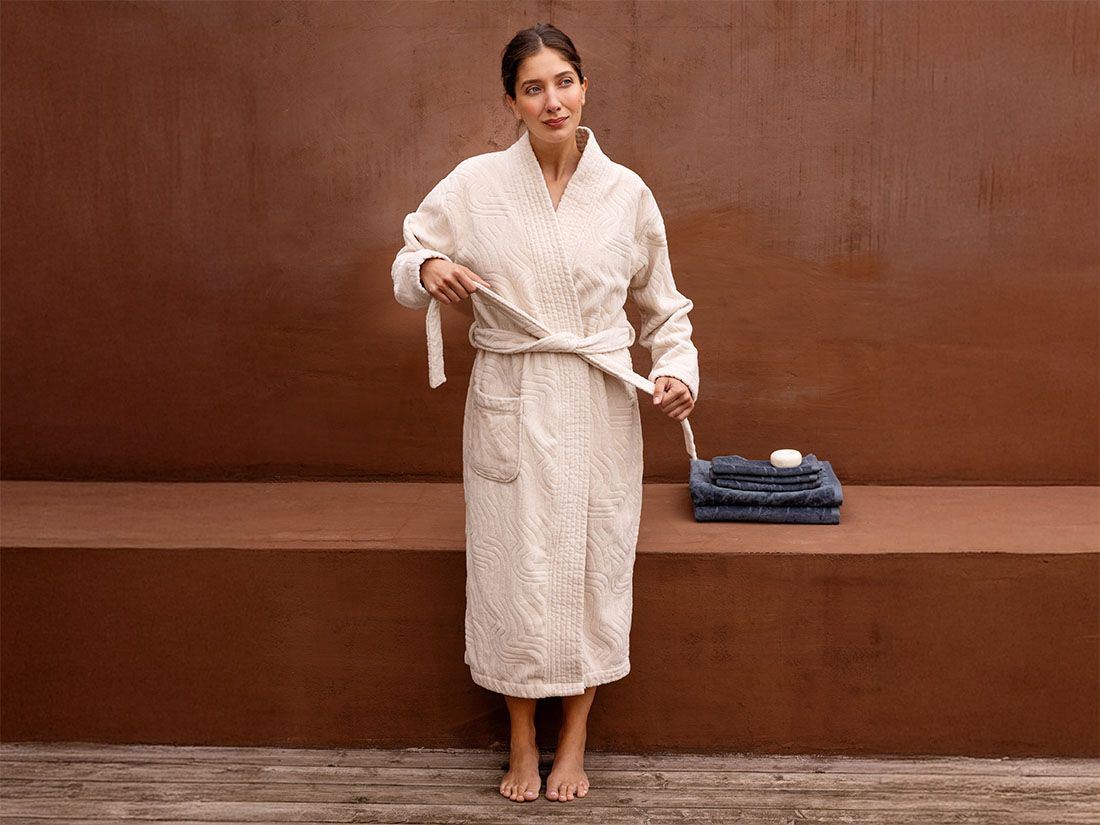 Bademantel Velours Soft Sand