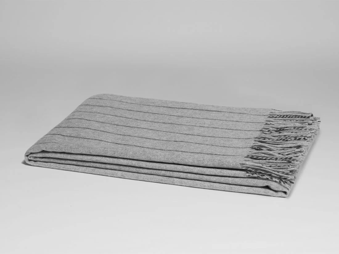 Plaid Kaschmir-Mischung Stripe Grey Melange 130x190 via Yumeko