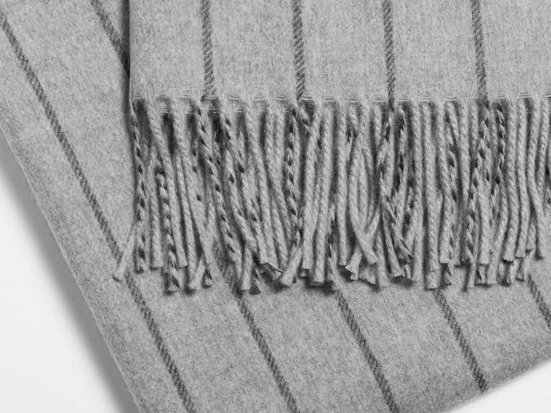 Plaid Kaschmir-Mischung Stripe Grey Melange 130x190 from Yumeko