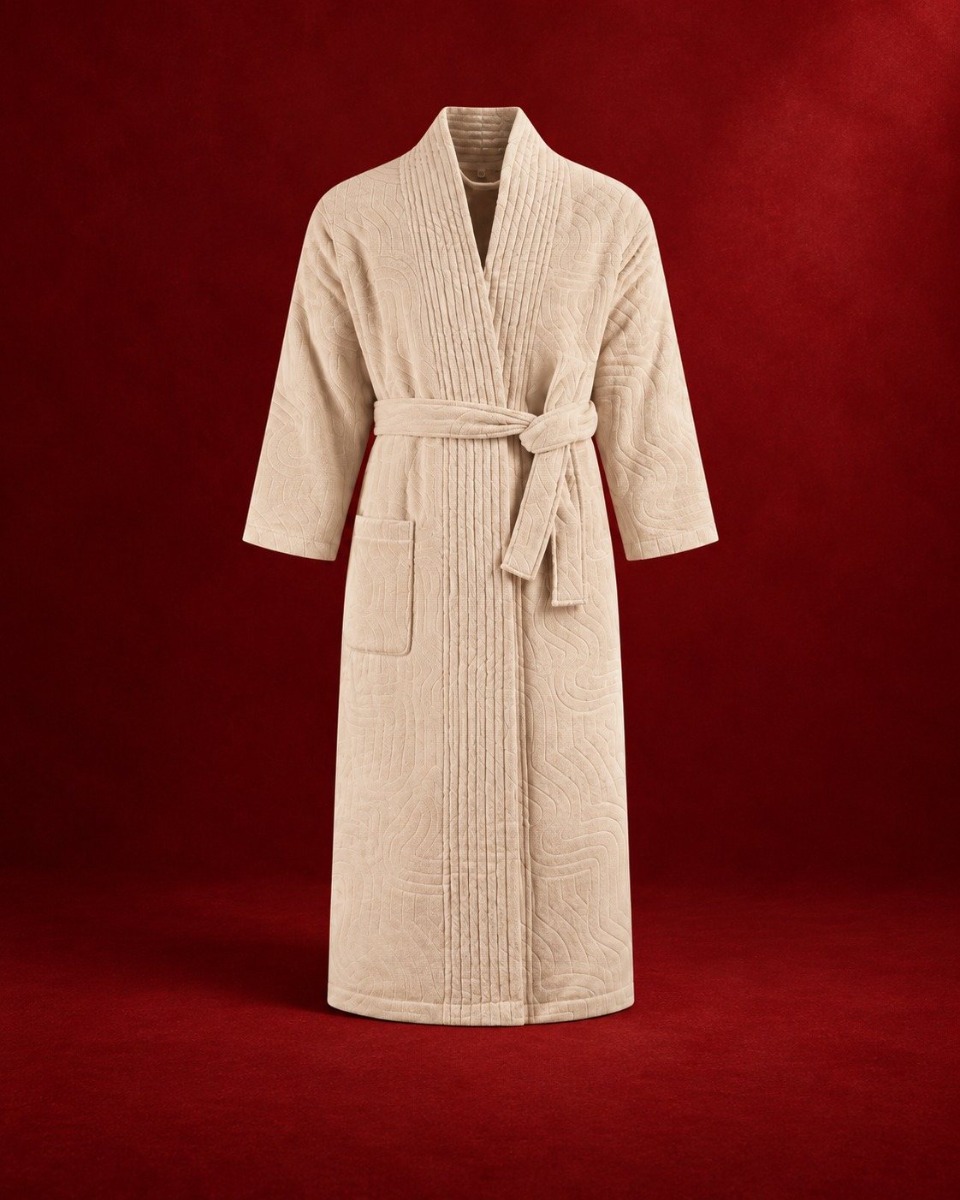 Bademantel Velours soft sand