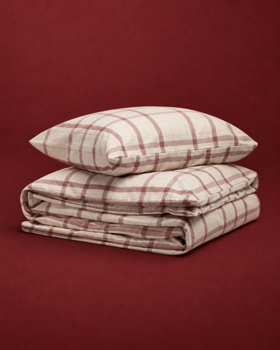 Bettbezug Flanell mauve check