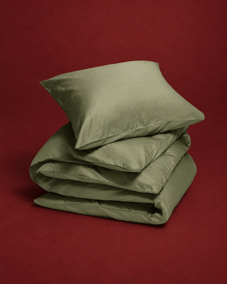 Bettbezug Baumwollsatin mid olive