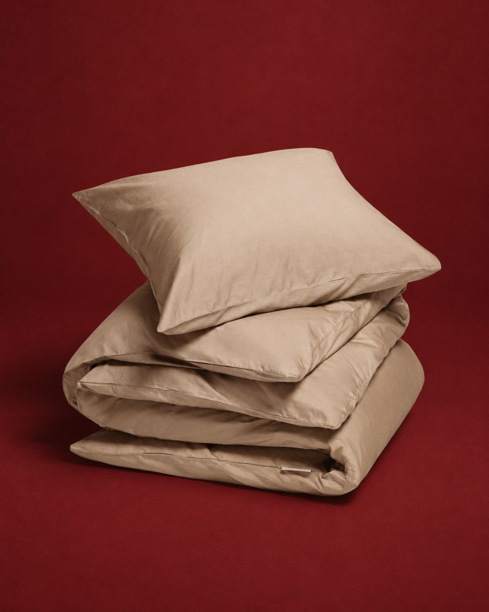 Bettbezug Baumwollsatin warm taupe