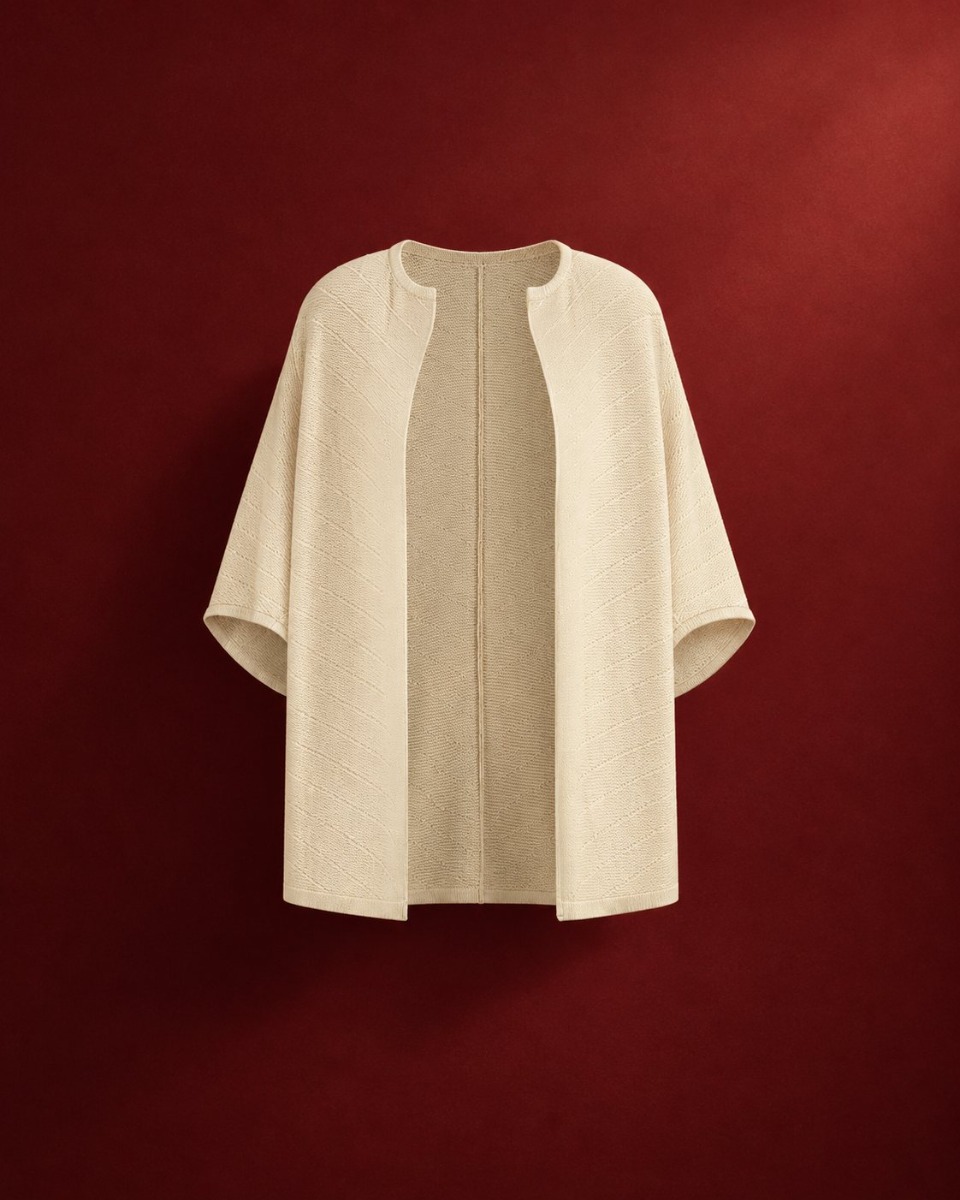Kimono-Strickjacke Baumwolle warm white