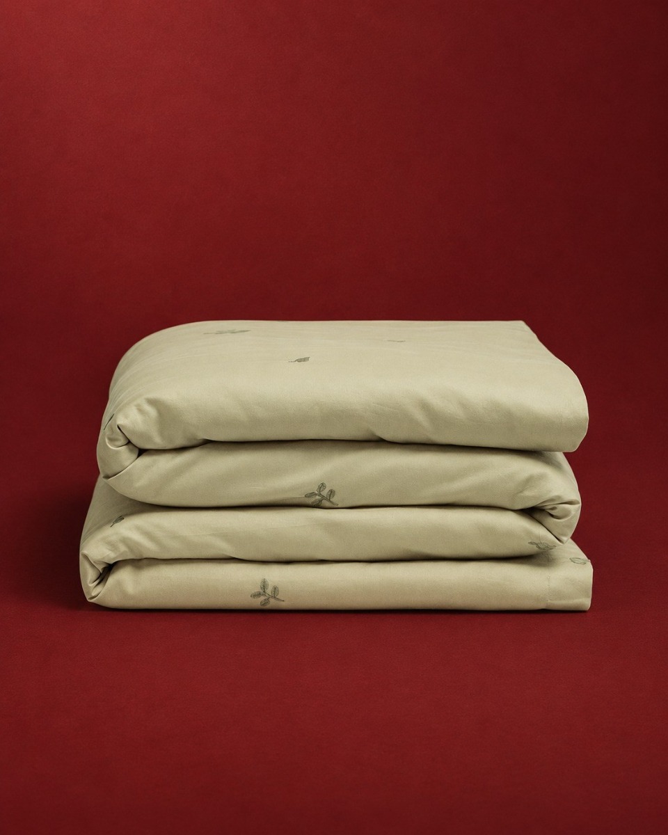 Kinderbettbezug Baumwollsatin light olive botanical