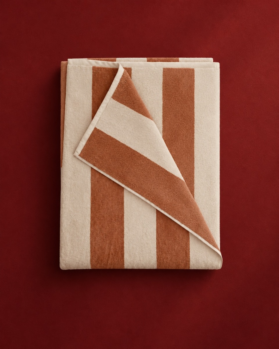 Strandtuch Velours terracotta stripe